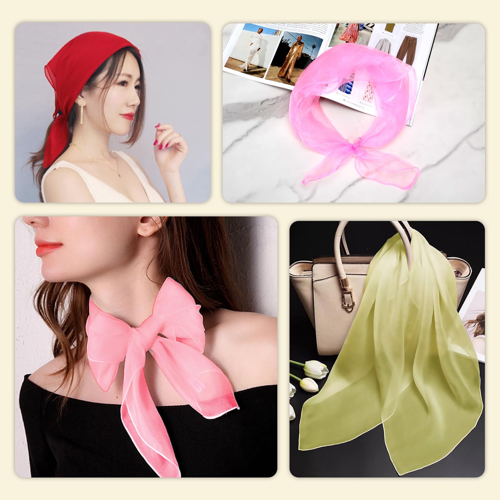 Colovis 60 Pack Dance Scarves,15 Colors Square Juggling Scarf Props Magic Trick Silk Scarves Music Movement Scarf for Kids to Play with, 24 by 24 Inches