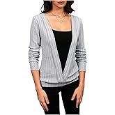 winkbay Women's Square Neck Wrap Dressy Sweaters Fall Long Sleeve Knit 2 in 1 Elegant Work Office Pullover Tops