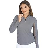 IBCOOL Athleisure Wear Sun Protective UPF 50+ Icefil Cooling-Mini Check Long Sleeve Mock Neck Top