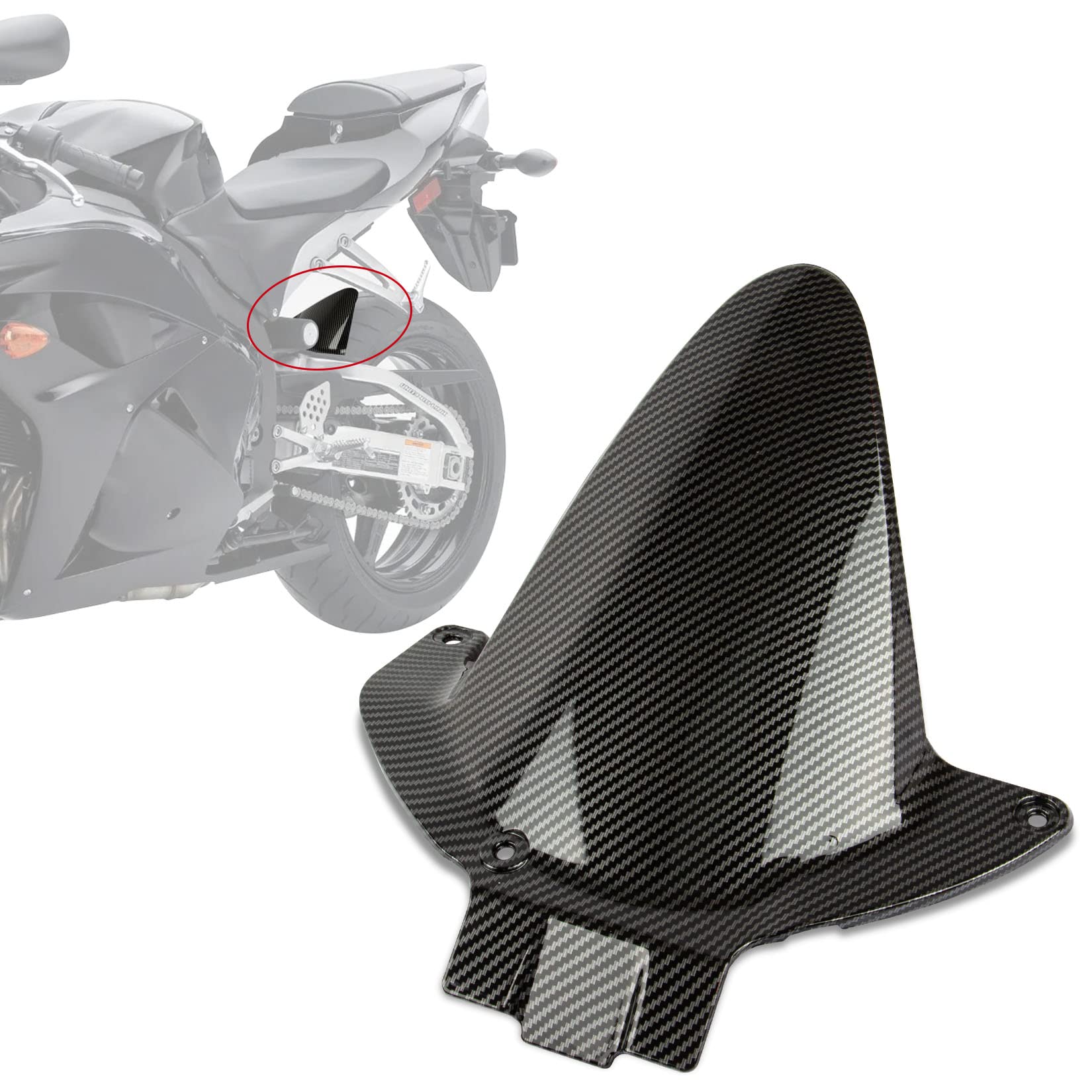 Photo 1 of Rear Mudguard for CBR600RR F5 2007-2023 - PSLER Mudguard Tire Hugger Splash Guard Wheel Proof Mud for CBR600RR F5 2007-2023(Carbon)