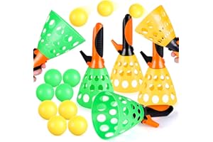 Jugana Pop and Catch Ball Game - Kids Toys Activities Outdoor Indoor Game Pop Pass Catch Ball Game with 4 Catch Launcher Baskets and 8 Balls for Boy Girl Party Birthday Age 5 6 7 8 9 10