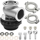 Hoypeyfiy 38mm External Wastegate, Black Turbo Pressure Relief Valve Compatible with TiAL MVS, Includes V-Band and Flanges, Dual Spring 8 PSI / 14 PSI
