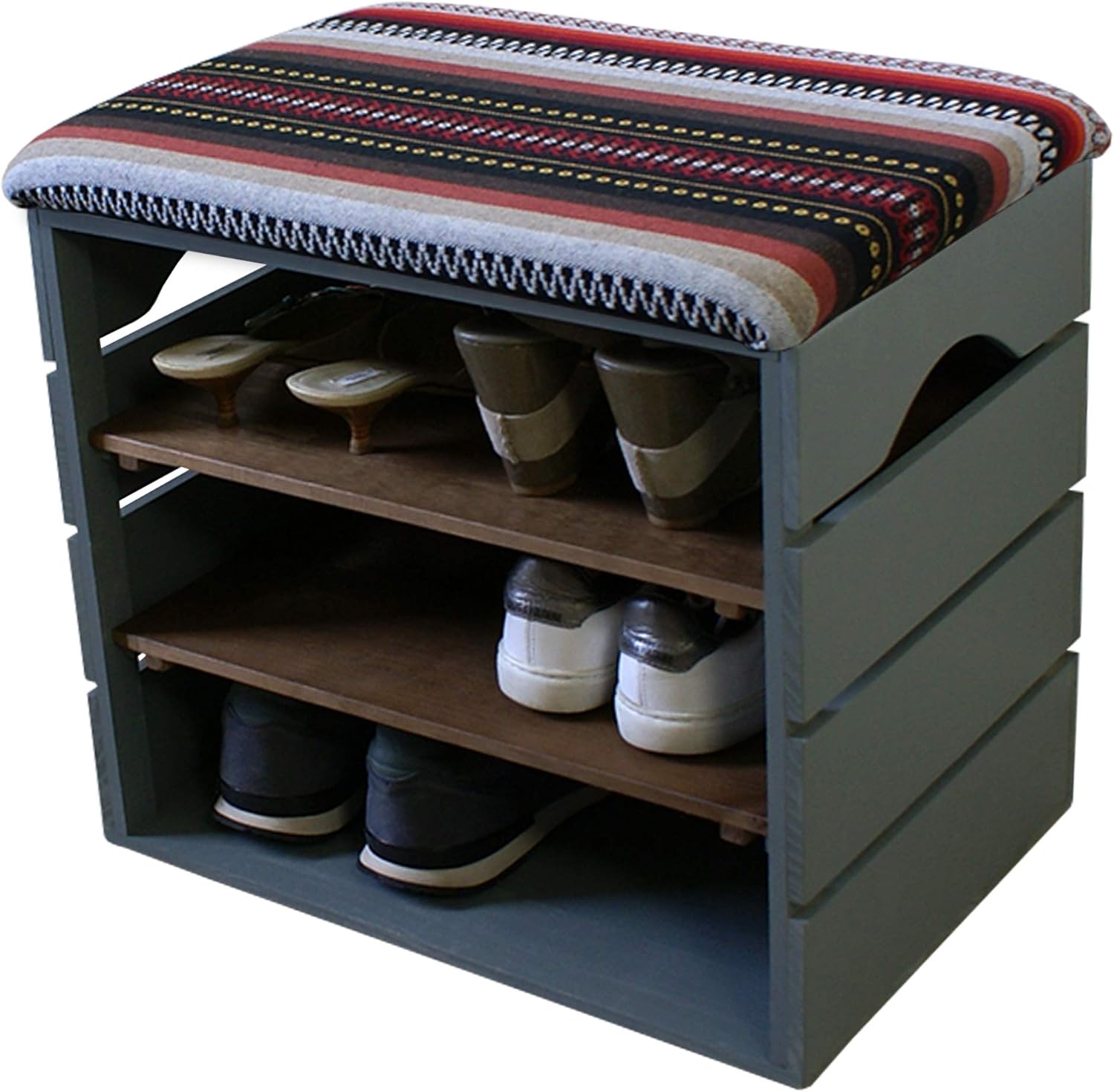 Liza Line Zapatero Banco de Madera Bicolor, Asiento Confortable