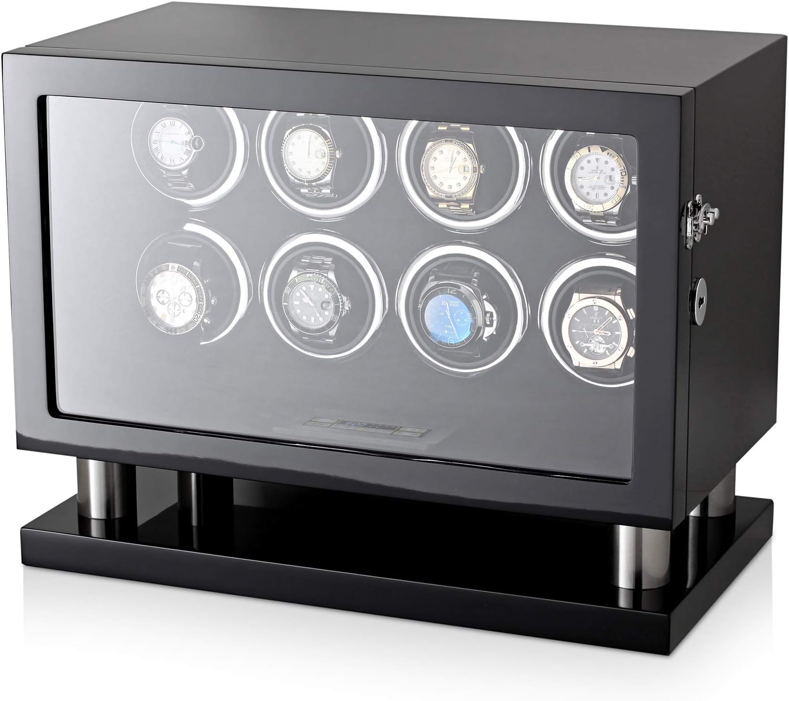 Watch Winder for 8 Automatic Watches with LED Backlight and LCD Touchscreen Control