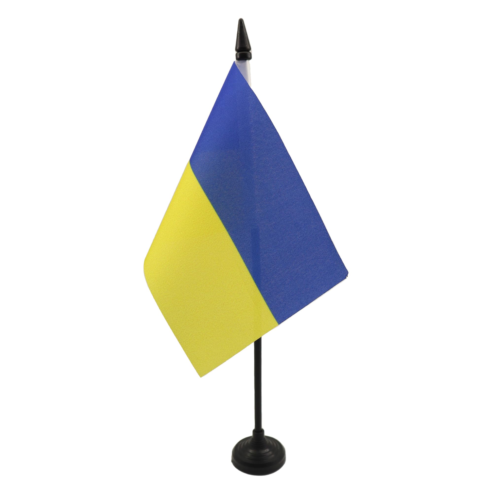 AZ FLAG - Ukraine Table Flag 4'' x 6'' - Ukrainian Office Mini Banner 100% Polyester 15 x 10 cm - Mini Desk Flag with 10'' Pole and Black Plastic Base
