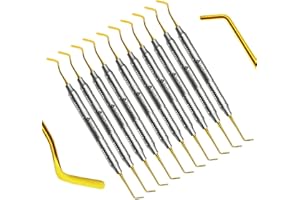 INSTUMAX Set of 10 Dental Composite Filling Instruments Spatula & Plugger Titanium Golden Tips Restorative Teeth Resin Restore Shape Removing Tools Set