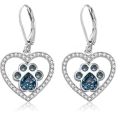 LWQQWL Paw Print Earrings 925 Sterling Silver Hanging Paw Dangle Earrings Jewelry Paw Drop Gifts for Women