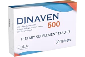 DULÀC FARMACEUTICI 1982 Dulàc - Dinaven 500, Diosmin Hesperidin 500mg Dietary Supplement 30 Tablets, Enriched with Butcher's Broom, Horse Chestnut Extract and Grape Seed Extract, Made in Italy