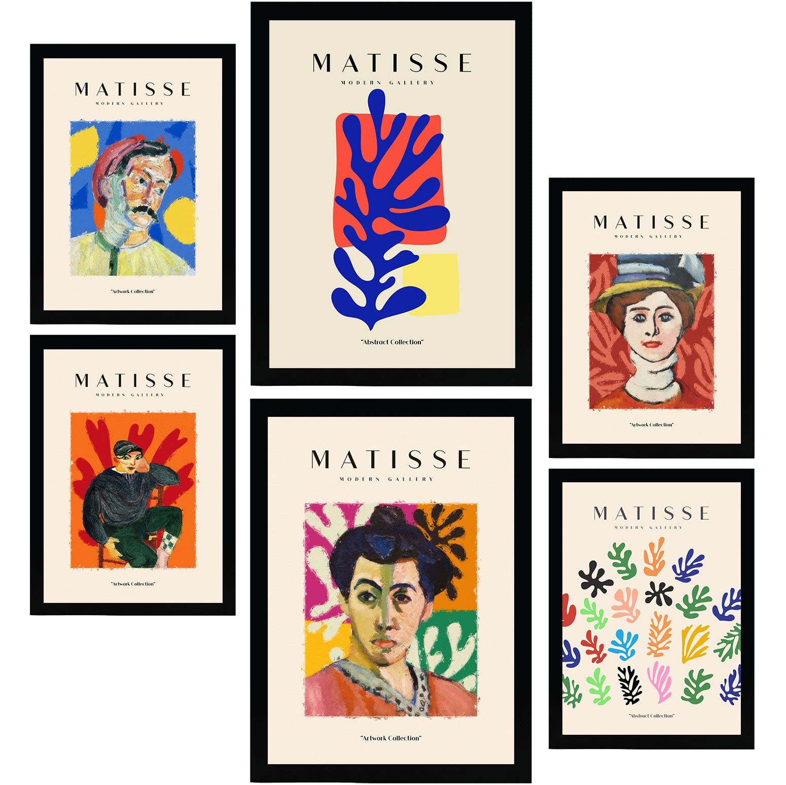 Nacnic Set of 6 Henri Matisse Posters. Portraits. Abstract Fauvism Art Gallery Aesthetic Prints for Interior Design and Decoration. Sizes A3 & A4. Unframed.