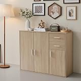 Panana Sideboard Storage Cupboard Cabinet Unit with Doors and Drawers (Light view 2
