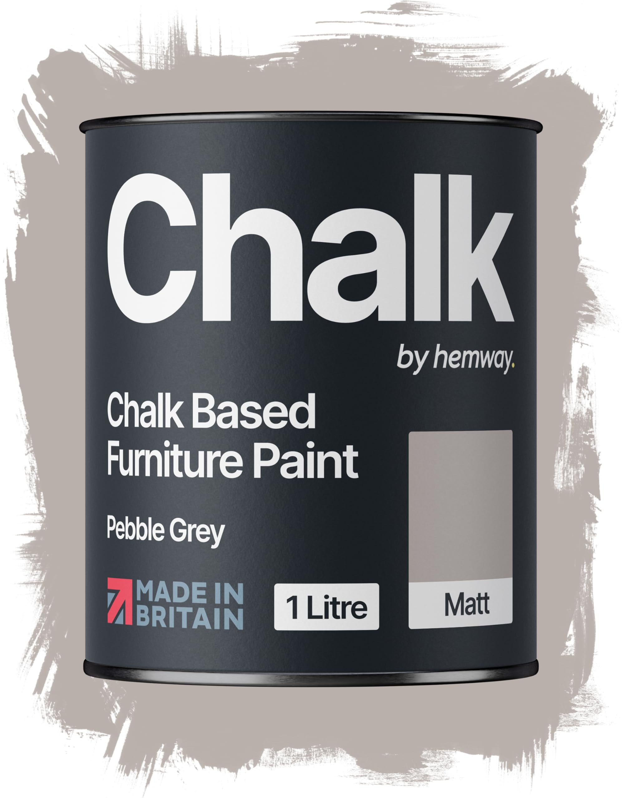Hemway Chalk Based Furniture Paint, Pebble Grey 1L, Matt Finish Shabby Chic, Chalk Paint Furniture & Walls, Quick Dry & 1 Coat
