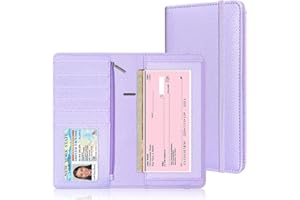 LINTRU Oversized Checkbook Cover with Zipper Pocket & RFID Blocking – Checkbook Covers for Personal Checkbook, Faux Leather w