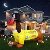 Leyndo 5.3 FT Easter Inflatable Decorations LED Dachshund Dog | Built-in LED Lights, Cute Dachshund Design, Spring Outdoor Display for Lawn, Front Yard, Garden and Easter Events