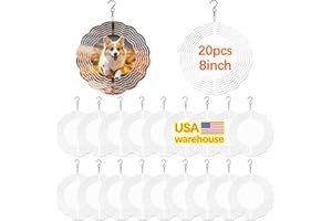 LAIHIULAAN 20 Pcs Sublimation Wind Spinner Blanks 8 Inch Bulk Aluminum Metal USA Warehouse Blanks Product Outdoor Garden Decoration for Heat Press Transfer Sublimation Wind Spinners DIY Gift
