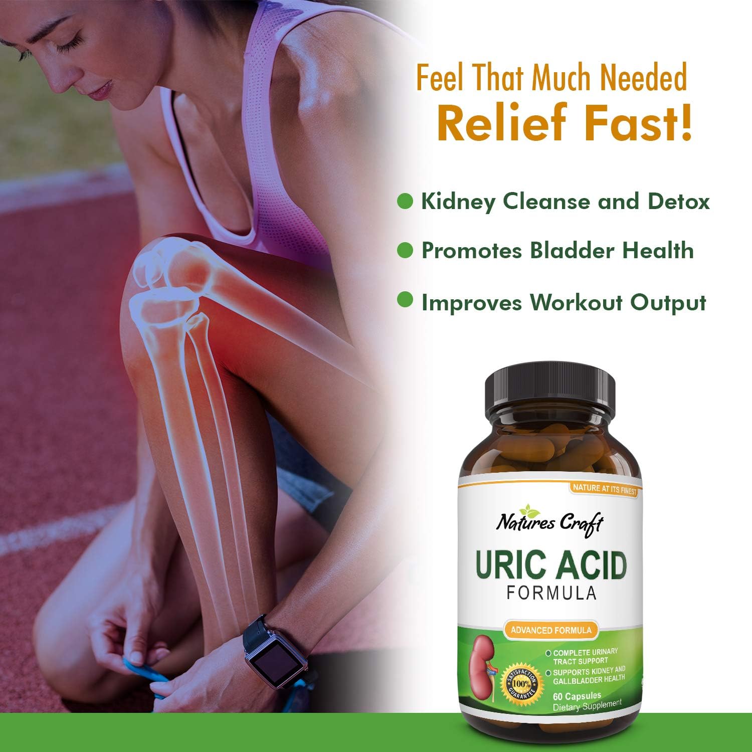 Uric Acid Kidney Support Vitamins for Men and Women – Herbal Cleanse Detox for Joint Comfort Muscle Recovery Pure Tart Cherry Milk Thistle and Bromelain Antioxidant Dietary Supplement: Health & Personal Care