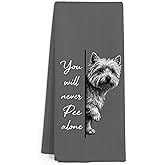Gnmduw Funny Westie Dog Hand Towels for Bathroom, You Will Never Pee Alone Hand Towels, Westie Dog Lover Dish Tea Towel for Kitchen Bathroom Decor, West Highland Terrier Gifts for Women, 16x24 Inch