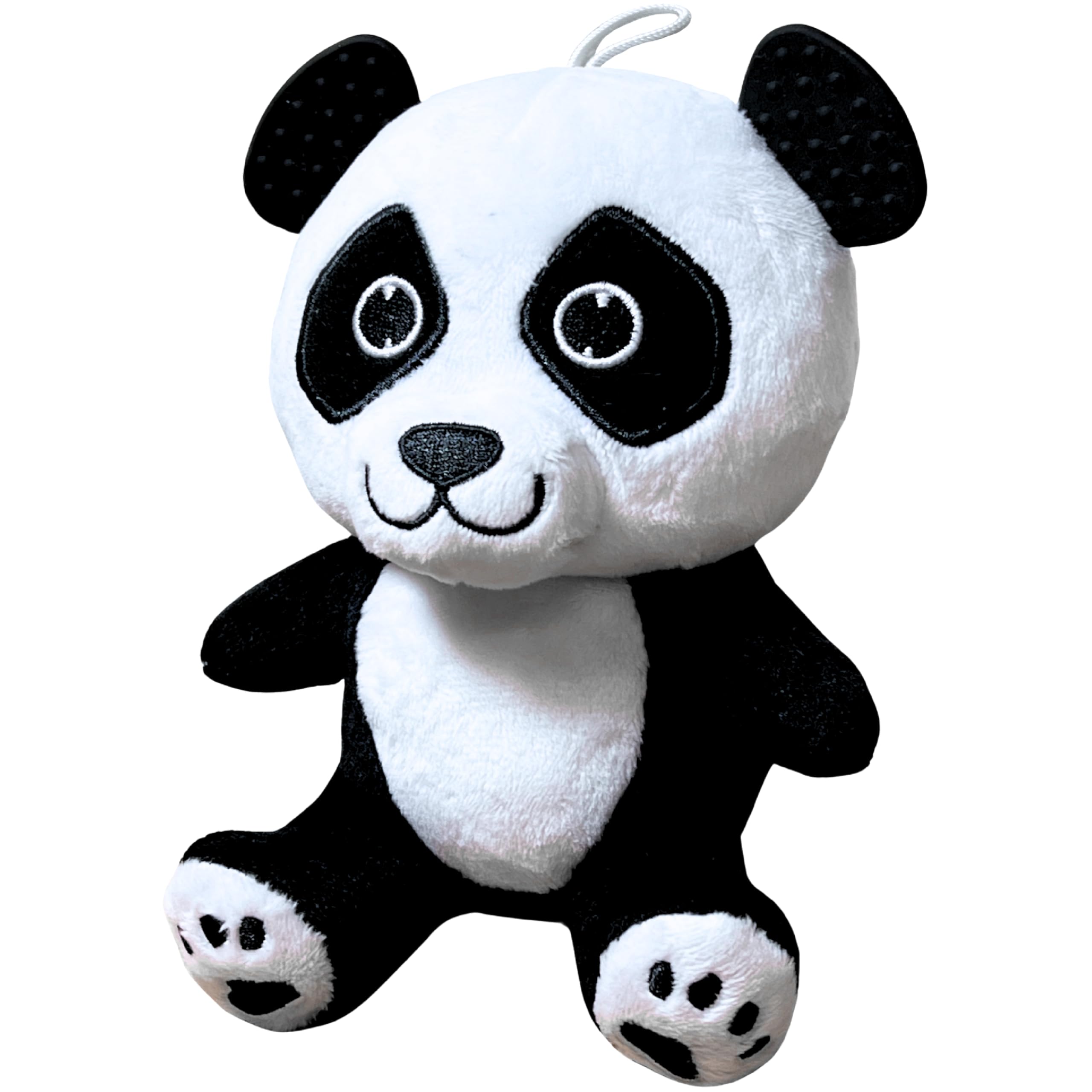 Gummee Pandee Plush Toy - Baby Teething Toy with Silicone Teether Ears - Helps Massage Tiny Gums & Stimulate Eyesight - Soft Teddy for Newborns 0+ Months