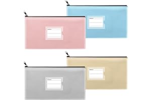 Sinzip 4 Pack Bank Deposit Money Bag, Heavy Duty Leatherette Security Zipper Wallet with Clear Window, Coin Bag, Cash Bag, Tool Pouch, Assorted Colors (4 Pack Mix-Color02)