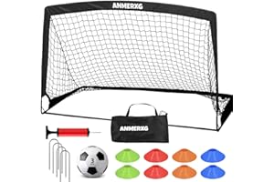ANMERXG 6x4FT Kids Soccer Goal for Backyard Set Portable Soccer Goal with Ball Pump and Cones Soccer Net Set of 2 Training Equipment Outdoor Sports Gift