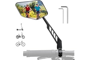 Homieway Bike Mirror, Safe Glass Bicycle Mirror for Handlebar, Adjustable Rotatable Bike Rearview Mirrors, Cycle Mirror for Ebike Scooter Mountainbike (Left)