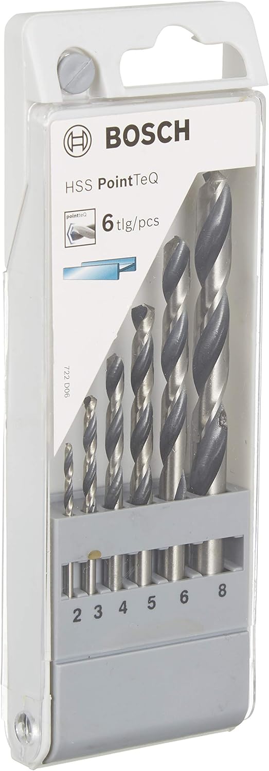 Bosch Professional Professional 2608577346 Metal Twist Drill HSS-Set PointTeQ 6-Piece in Cassette, 2/3/4/5/6/8 mm