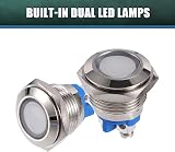 X AUTOHAUX 5x 16mm 12V White LED Indicator Dash Signal Lights Metal Dash Lamp view 5