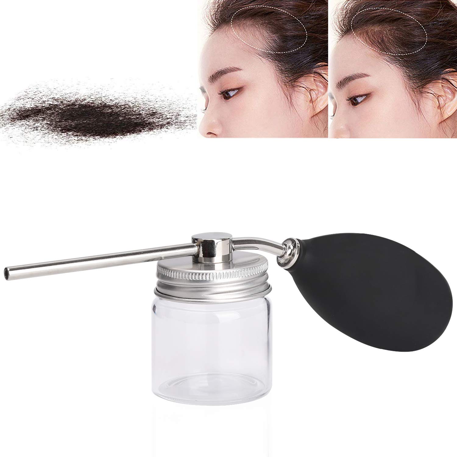 Noverlife Powder Spray Bottles, 12.5G Hairdressing Tools Hair Building Fiber Spraying Bottle, Powder Duster Applicator Nozzle Pump Hair Loss Sprayer Atomizer, Dry Glitter/Mica Spray Pump Dispenser