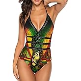 ISMV Women's One Piece Swimsuits Tummy Control Bathing Suit 1 Piece Swimwear V Neck Swim Suits High Waisted Backless Bikini