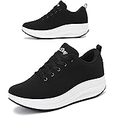 RUIDENG Platform Sneakers for Women Walking All Day | Slip Resistant Work Shoes for Women Comfortable | 2 Inch Thick Wedge Rocker Bottom