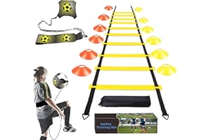 HOTOOLME Football Speed Agility Training Set, Agility Ladder, 12 Sports Cones and Football Kick Trainer, Football Training Equipment Footwork Drills for Kids and Adults