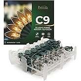 Formosa Lights C9 26ft Indoor/Outdoor Clear Incandescent Christmas String Lights with 25 Bulbs and E17 Base | 120V, 7W
