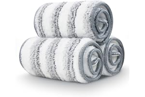 BOSHENG Flat Mop Pads, Mop Replacement Pads, Stronger Absorbent Microfiber Mop Pads, Machine Washable Pads, Refill 3 Packs