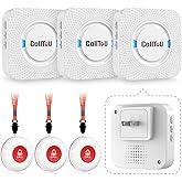 CallToU Caregiver Pager Elderly Alert Call Button for Seniors Smart Patient Call Bell Wireless Emergency Button System Adult Monitors at Home 3 Plugin Receivers 3 Waterproof Portable Transmitters