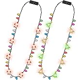 2PCS Christmas Light Necklace, 3 Glow Modes Xmas Accessory, Christmas Tree Santa Claus Designs, Wearable Festive Favors for Xmas Theme Party Supplies, Ugly Sweater Decorations, Holiday Gatherings