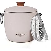 POLIVIAR Ice Bucket, 2.5L Double Wall Ice Bucket with Lid, Stainless Steel Ice Bucket with Tong & Strainer, Ice Bucket for Cocktail Bar, Home & Parties, JX2023-IBLM