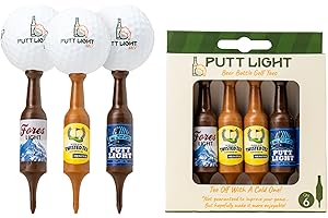 Putt Light Beer Bottle Golf Tees, Virtually Unbreakable and Recyclable Plastic Golf Tee 6 Pack, Golf Gift for Men, Bachelor Party Novelty Gift, for Golfers,3-1/4" Tall