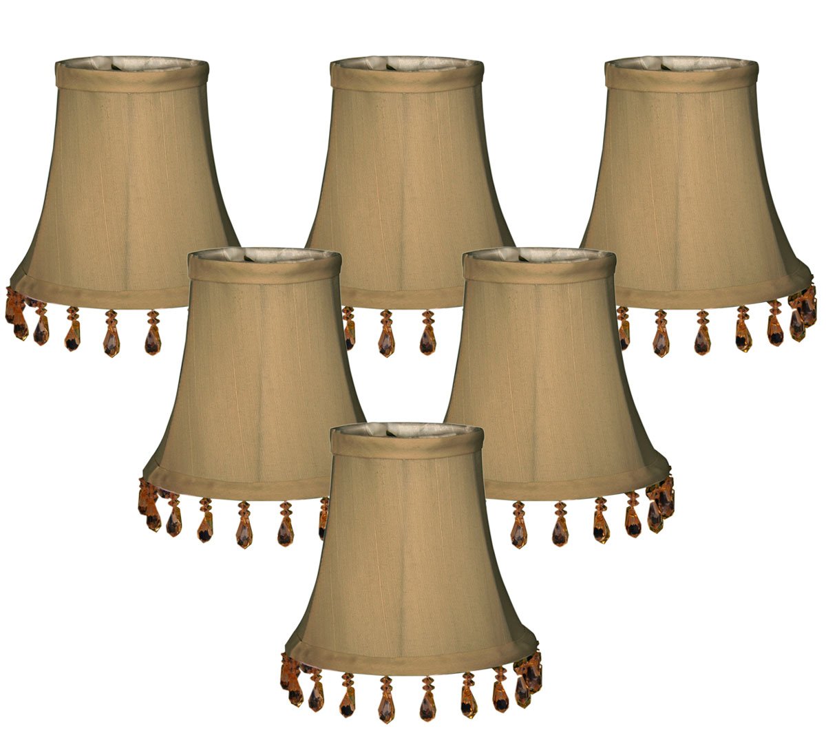 (6 Pack) Royal Designs Antique Gold Beaded Bell Chandelier Lampshade, 3 x 5 x 4 (CS-313B-5AGL-6)