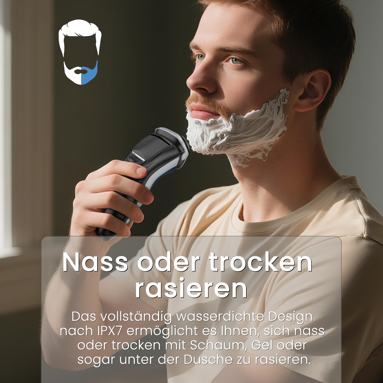 SweetLF Rasierer Herren Elektrisch, Nass- und Trockenrasierer mit IPX7-Technologie elektrischer, 4D-Drehköpfen & LED-Display Elektrorasierer Herren 5