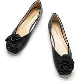 C.Paravano Ballet Flats for Women | Women's Flats | Square Toe | Slip On Dress Shoes | Satin Flower Shoes