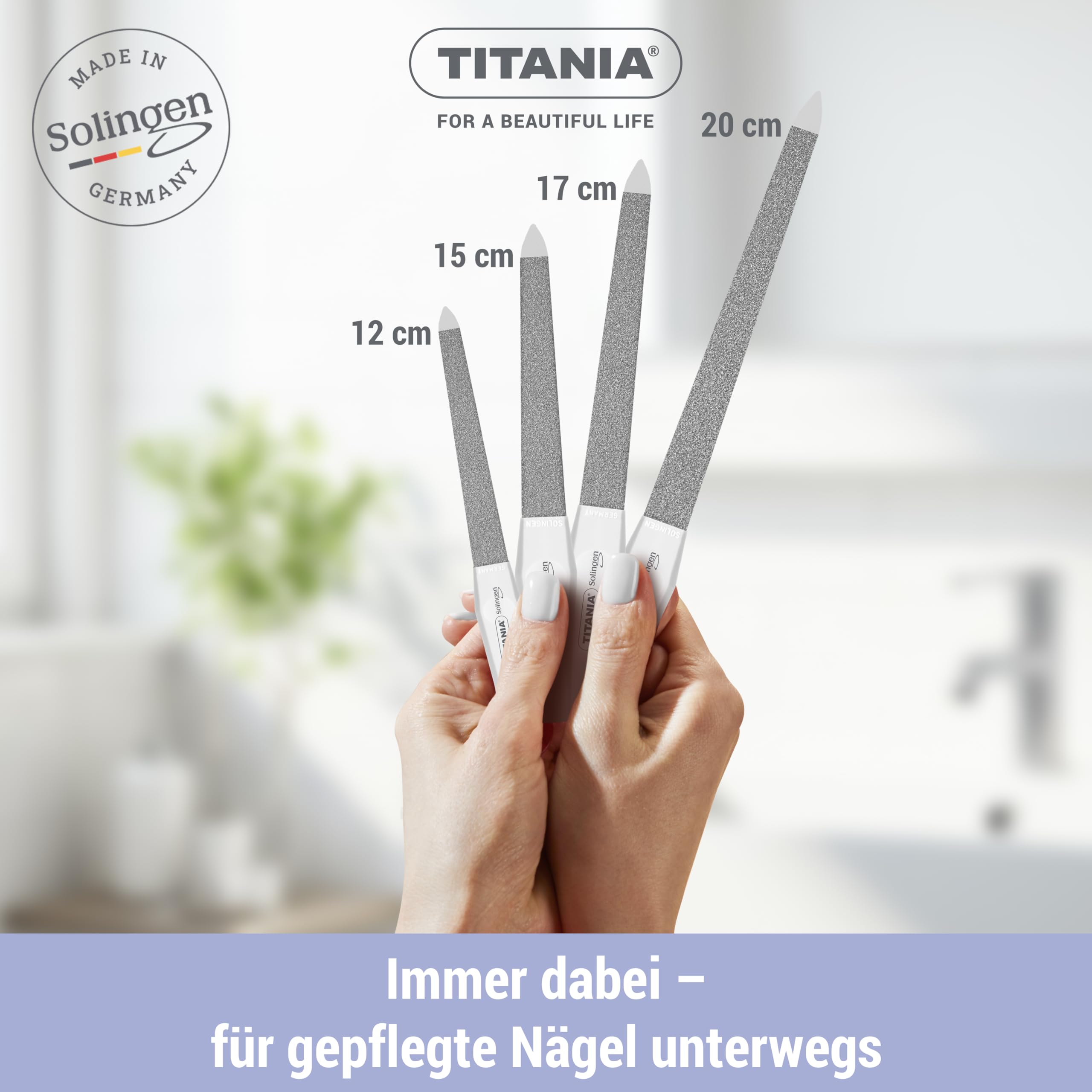 Solingen Profi Saphir Nagelfeilen Set - 4 hochwertige Solinger Feilen für perfekte Nägel, langlebig & präzise, ergonomischer Griff, Made in Germany 6