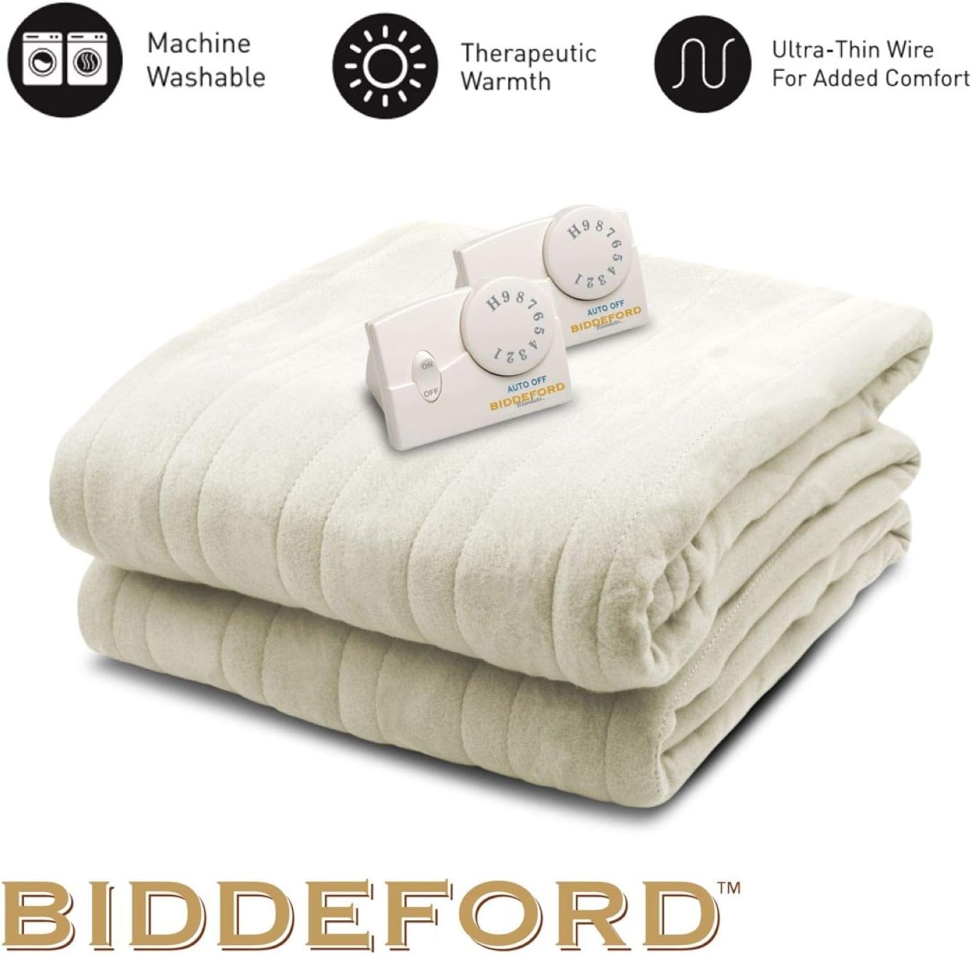 Biddeford Blankets Comfort Knit Heated Blanket, Queen, Natural: Home & Kitchen