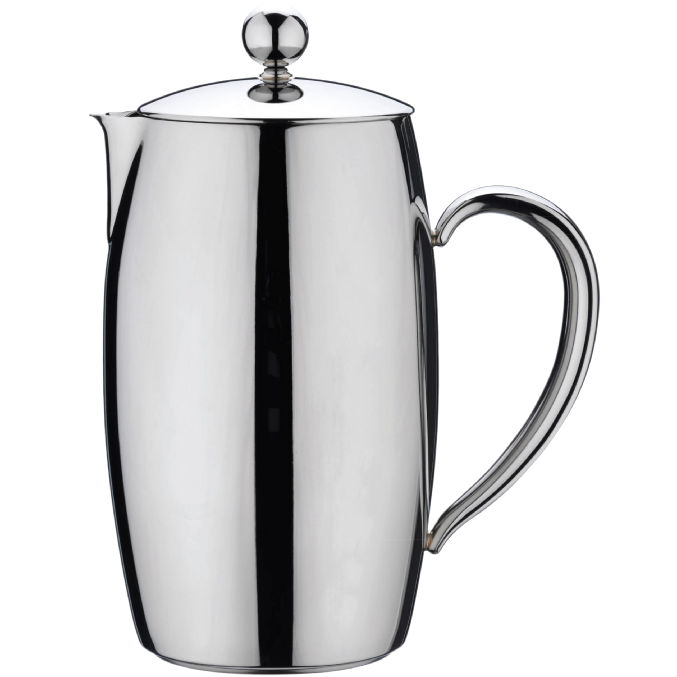 Café Stal Bellux Thermal Wall Collection Premium 3-Cup (350ml) Cafetière, Hollow Handles, Drip-Free Spout, 18/10 Stainless Steel, Mirror Polished Finish, Silver