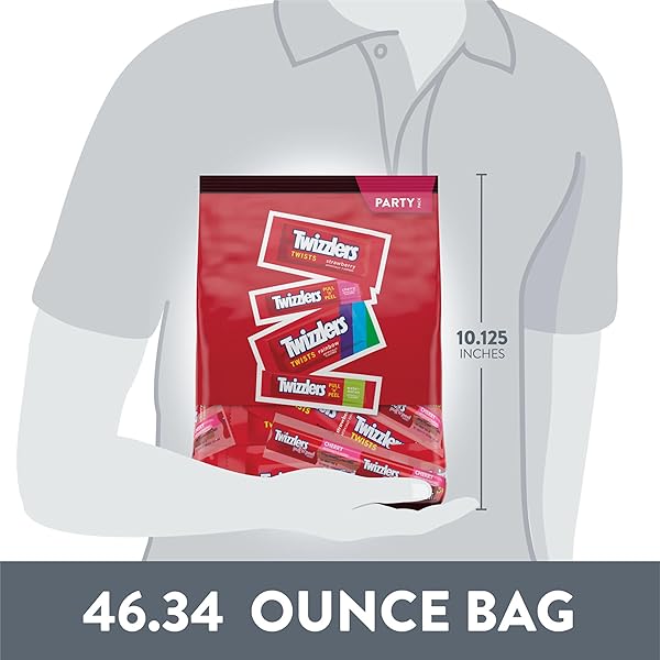 TWIZZLERS ASSORTED FLAVORED LICORICE STYLE, CANDY BULK PARTY PACK, HALLOWEEN CANDY, 46.34 OZ