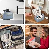 Wandering Nature Travel Makeup Bag with Brush Compartment Greyish Blue view 7