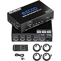 USB 3.0 KVM Switch HDMI 4 Computer 1 Monitor 4K 60Hz SPDIF L/R Extractor- USB Switch for Keyboard Mouse Printer Mac Windows 4