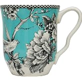 222 Fifth Adelaide Turquoise Toile Porcelain Mug (1) for Coffee, Tea, Latte