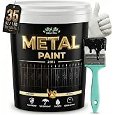 Meuvcol Metal Paint, 35 Fl oz Rust Preventive &amp; Weatherproof Protective Coating, Black Paint for Metal Surfaces, Water-Based Matte Interior/Exterior Paint for Railings, Fences, Gates &amp; Furniture