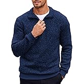 COOFANDY Men's Quarter Zip Pullover Casual Long Sleeve Sweater Slim Fit Sweater Mock Neck Polo Sweater