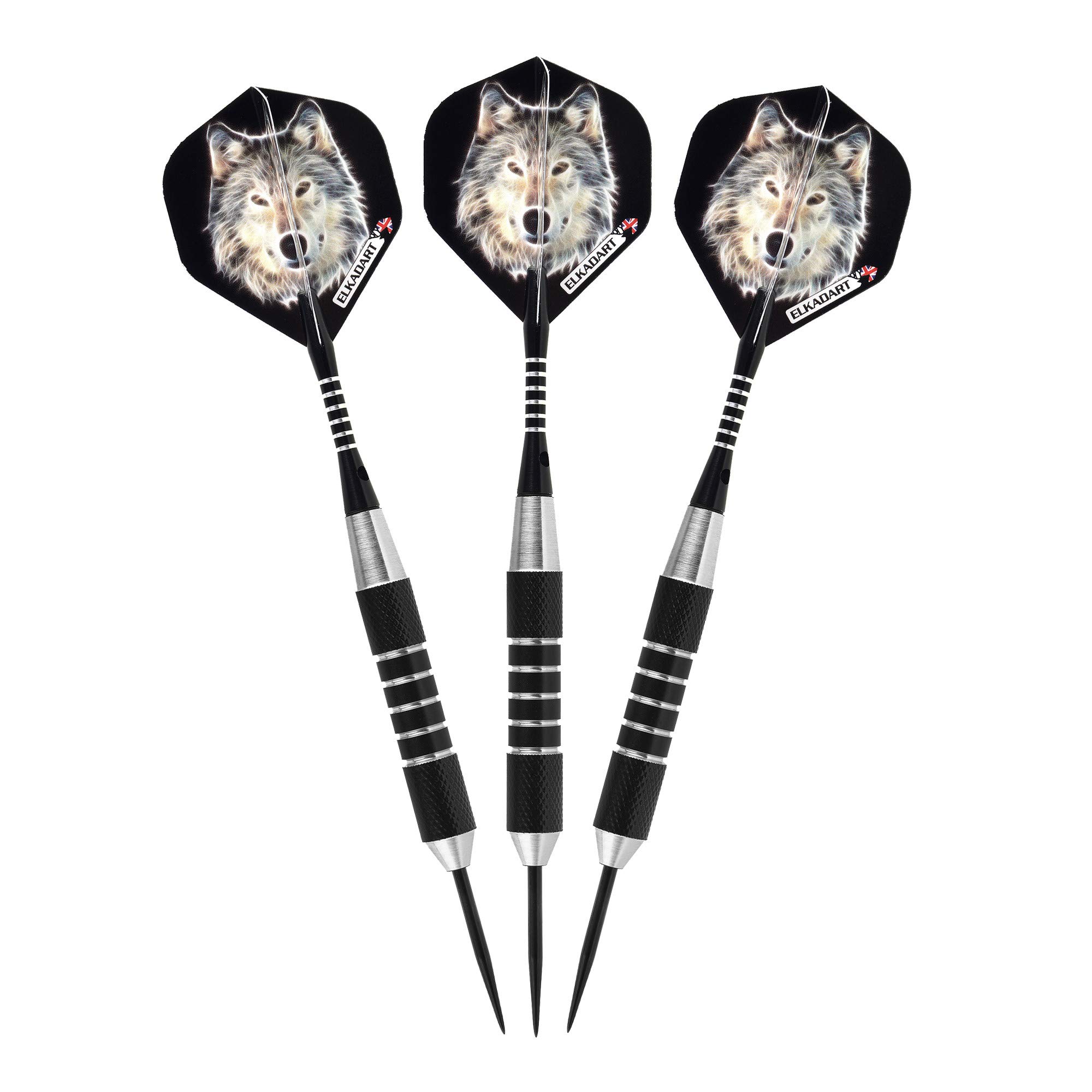 Elkadart Lone Wolf Steel Tip Darts with Storage/Travel Case, 19 Grams Black