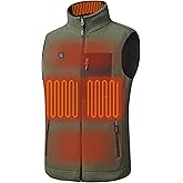 DEOLAX Men's Fleece Heated Vest with Battery Pack Included 3 Heating Levels 5 Heating Zones
